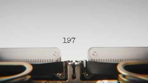 Old mechanical typewriter typing Year 1971 in a close-up view.