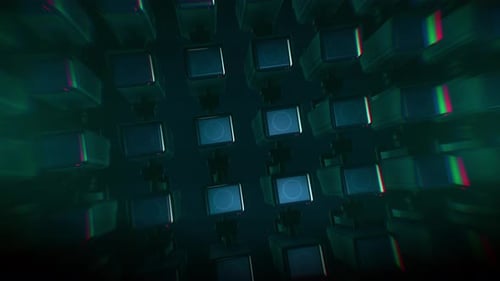 Geometric Security Cameras Grid Animated Background