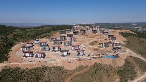 Aerial View of New Housing Development on Hillside
