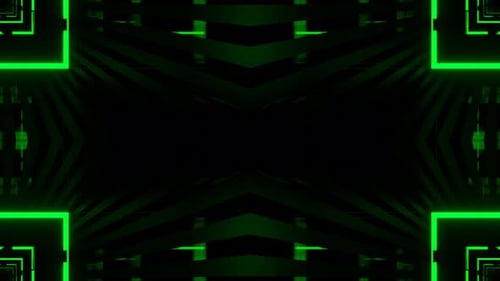 Yellow And Green Striped Neon Symmetrical Mirror Flashing Background Vj Loop In 4K