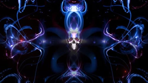 Hard Rock Style Vj Loop Skulls Blue And Red Version 4K 50 FPS