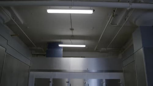 Sterile Interior with Metal Cabinets and Table