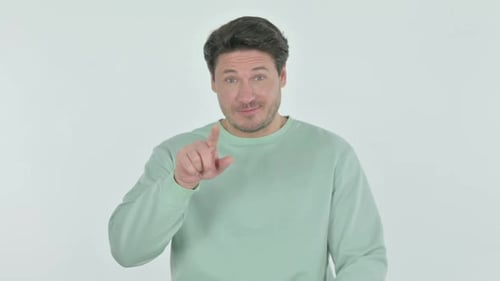 Young Man Inviting People on White Background