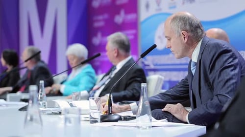 Moscow Russia - March 3 2015: Men on the Forum to Solve