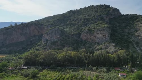 Ancient Lycian Tombs Carved Into Cliffside in Dalyan Turkey