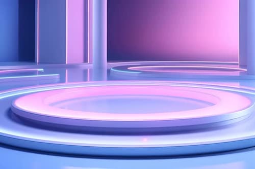 podium Futuristic showcase with platform for product displaying. Empty modern stage display