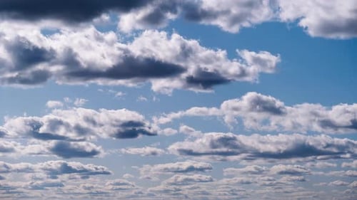 Timelapse of Cumulus Clouds Moving in the Blue Sky