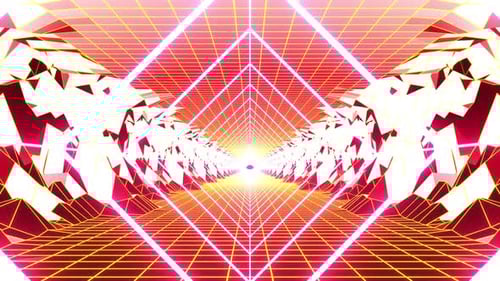 Mountain Vj Loop Neon Red Orange Pink Kaleidoscope Retro Tunnel