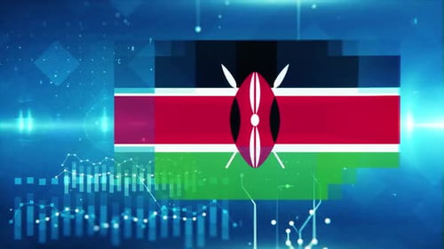 Kenya Flag On Economy Background And Graph