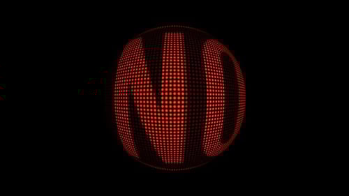 Abstract Digital Sphere Animation with Red Dot Patterns