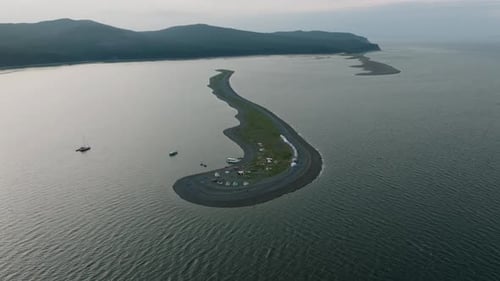 Aerial View of the Island in the Middle of the Sea