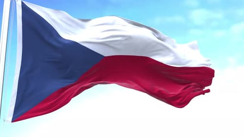 Realistic Waving Flag of Czech Republic on Sunny Day