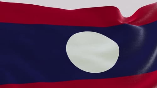 Realistic Flag of Laos Waving Seamless Loop