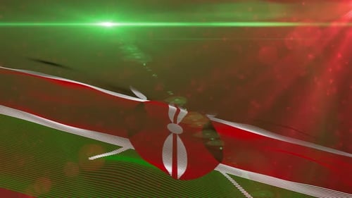 Waving Kenyan Flag Animation with Dynamic Light Flares