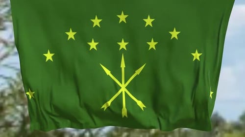 Realistic Green Flag Waving in Wind Animation