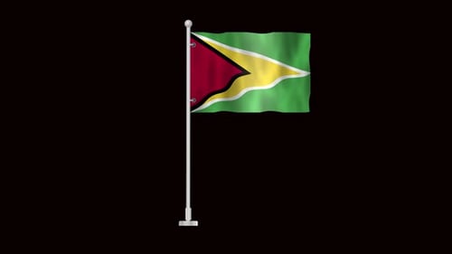 Guyana National Flag Waving Loop Animation