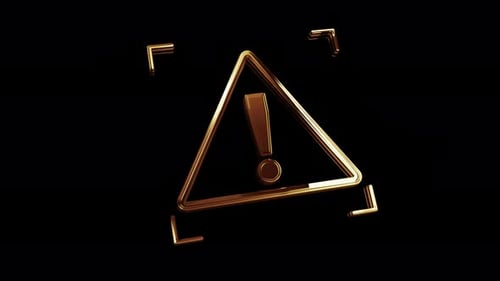 Golden 3D Warning Symbol Animation Loop