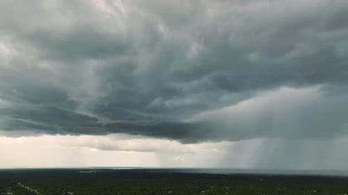 Landscape of Dark Ominous Clouds Forming on Stormy Sky During Heavy Thunderstorm