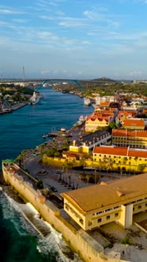 Vertical Willemstad Harbor Entrance at Sunset