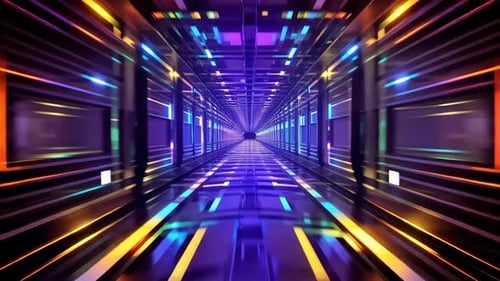 Futuristic Neon Sci Fi Tunnel Loop Motion Background