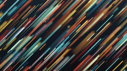 Collection Nano : élément de transition animé sans boucle composé de lignes diagonales floues multicolores se déplaçant vers