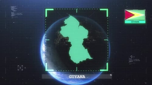 Guyana Flag And Map Glitch Hud 4K