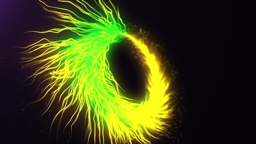 Dynamic Green Yellow Fluid Energy Swirl Animation