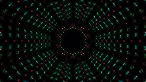 Abstract Glowing Light Dots Moving Kaleidoscope Pattern