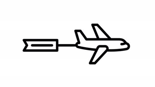 airplane flag line icon animation