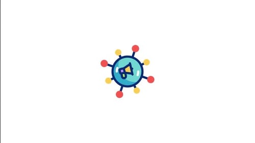 Animated Marketing Communication Icon with Spreading Network