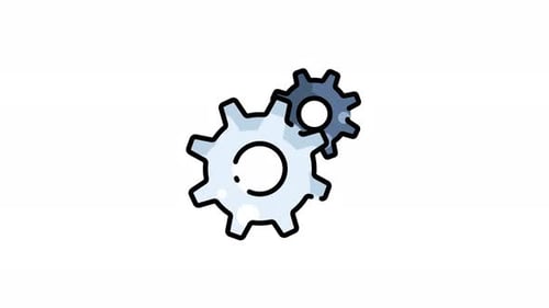 Two interlocking gears animation icon video