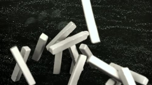 Chalk Falls on the Blackboard Filmed on a Highspeed Camera at 1000 Fps