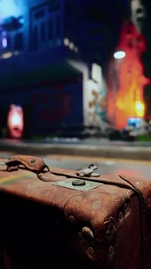 A Piece of Luggage Sitting on the Side of a Road