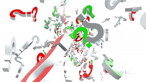 Animated 3D Question Marks Swirling Loop Background