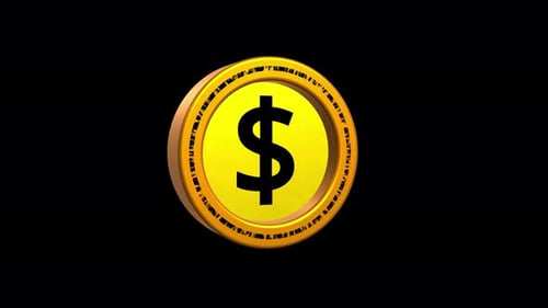 Rotating 3D Gold Dollar Coin Animation
