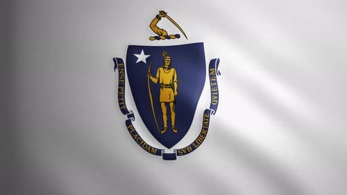 Waving Massachusetts State Flag Looping Animation