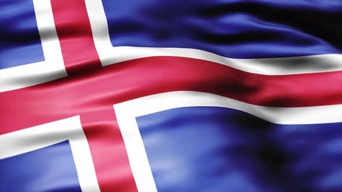 Waving Blue Red White Cross Flag Animation