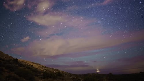 Night Sky Time Lapse over Desert Landscape