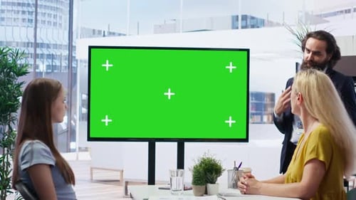 Financial Adviser Doing Presentation on Green Screen