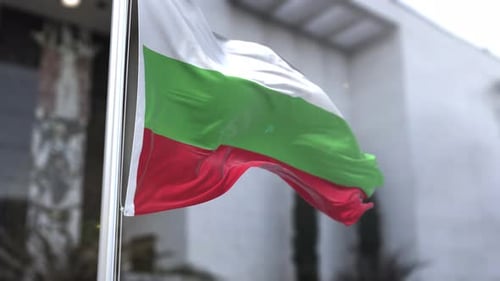 Bulgarian Flag Waving on a Flagpole