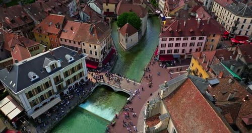 Aerial View of Annecy City Touristic Place in France