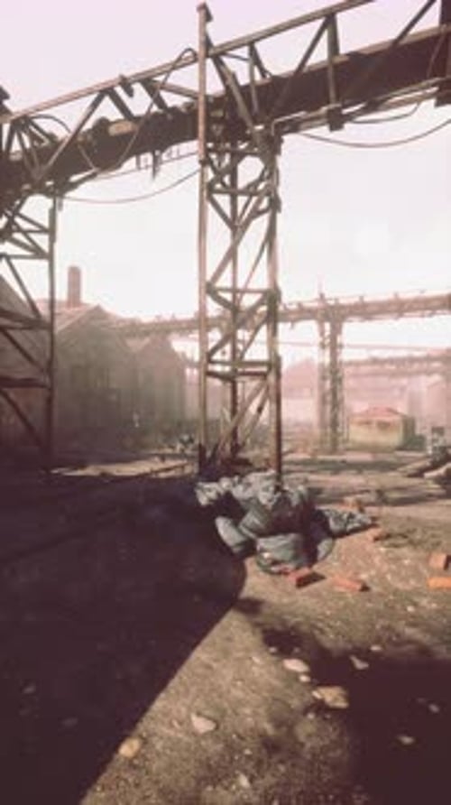 Decaying Factory Building in Daylight Vertical