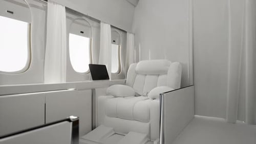 Modern Luxury Private Jet Cabin Interior Animation