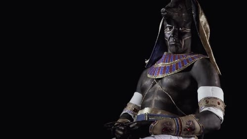 Man in Elaborate Anubis Costume with Black Body Paint