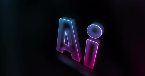 3D AI Neon Glowing Letters Rotation Animation