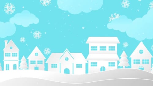 Christmas Town Winter City Background with Snow Fall