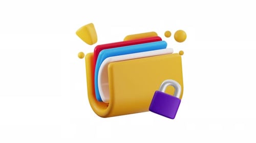Animated 3D Folder with Unlocking Padlock Icon