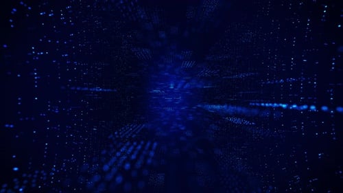 4K-Konzept des digitalen Computernetzwerktunnels in futuristischer Technologie im blauen Konzept