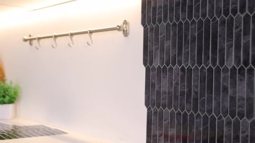 Kitchen Interior Wall with Stylish Marble Tile