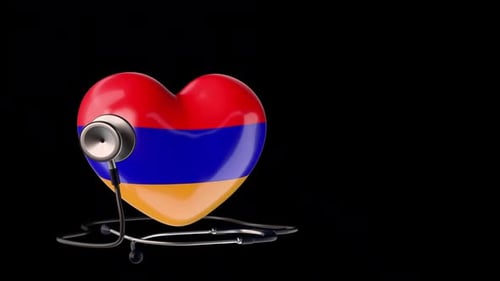 Système de santé en forme de cœur avec drapeau arménien